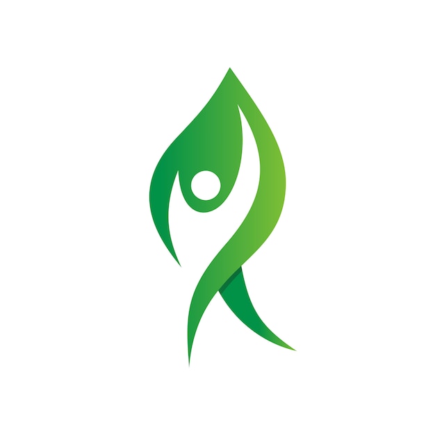 People in Leaf Shape Nature Logo