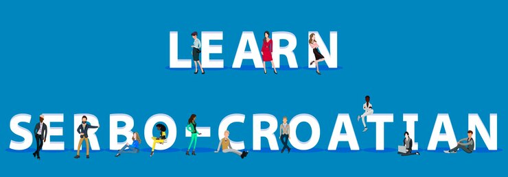 Vector people on learn serbocroatian for web mobile app