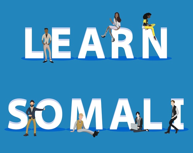 People on learn somali for web mobile app presentations