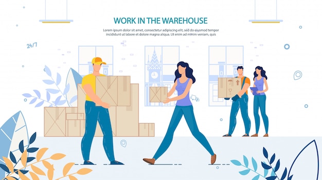 People Loaders at Work in Warehouse Advertisement