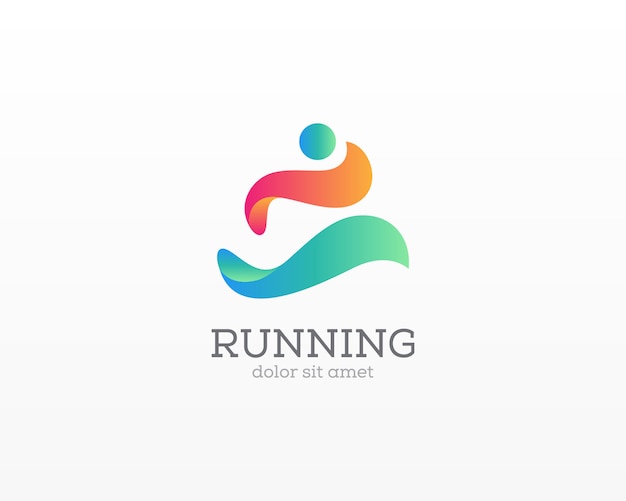 People logo. abstract creative people running icon