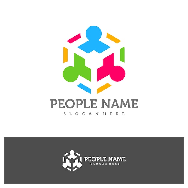 사람들 로고 디자인 템플릿 커뮤니티 사람들 로고 개념 벡터 크리에이 티브 아이콘 기호