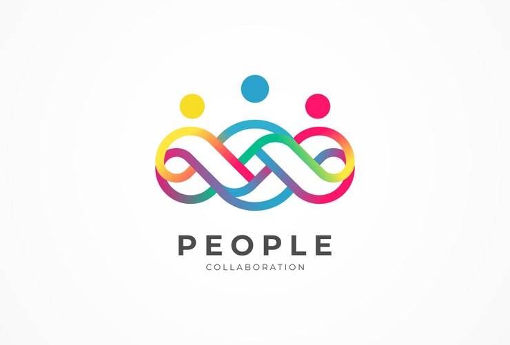 Vector people logo design three human logo with gradient color human logo design template