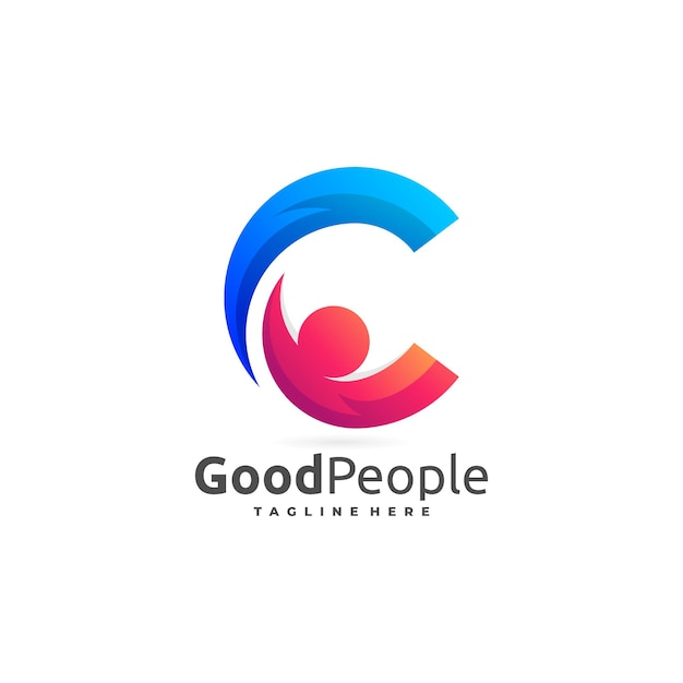 people logo letter c color gradient