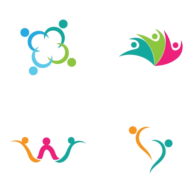 人々のロゴチーム成功の人々の仕事グループとコミュニティグループ会社とビジネスのロゴベクトルとデザインケアファミリーアイコン成功のロゴ