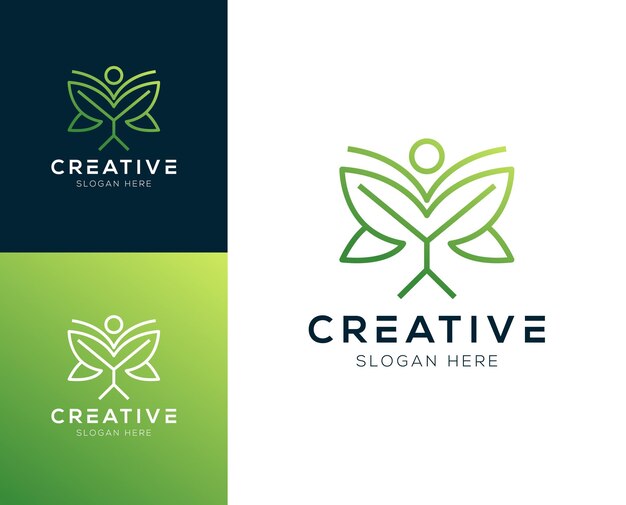 People lotus yoga flower wellness logo design vector illustration