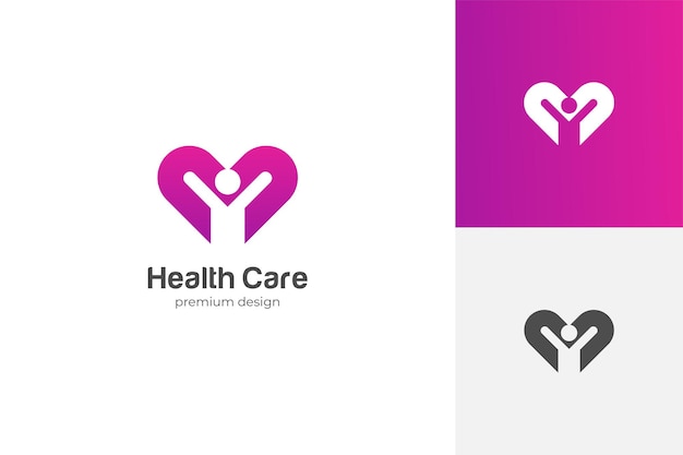 Love care logo icon design persone felici salute umana stile di vita elemento grafico simbolo