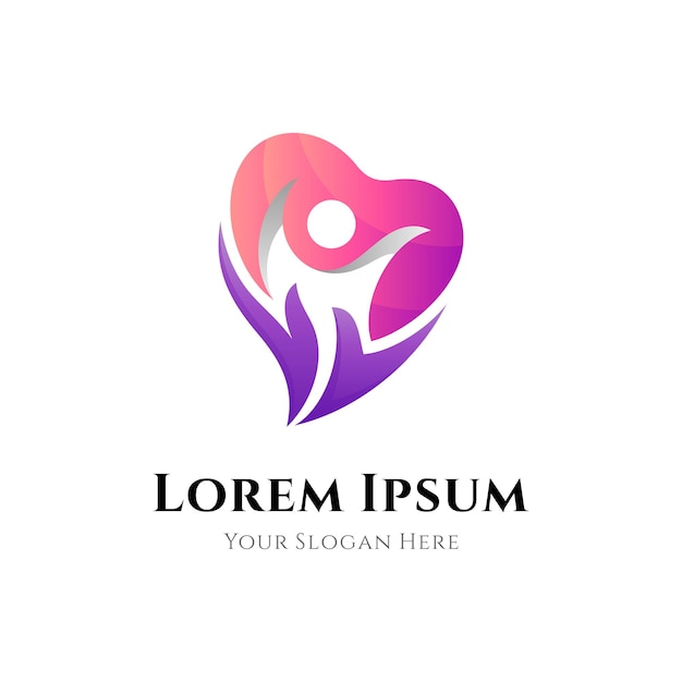 People love care logo with gradient color style