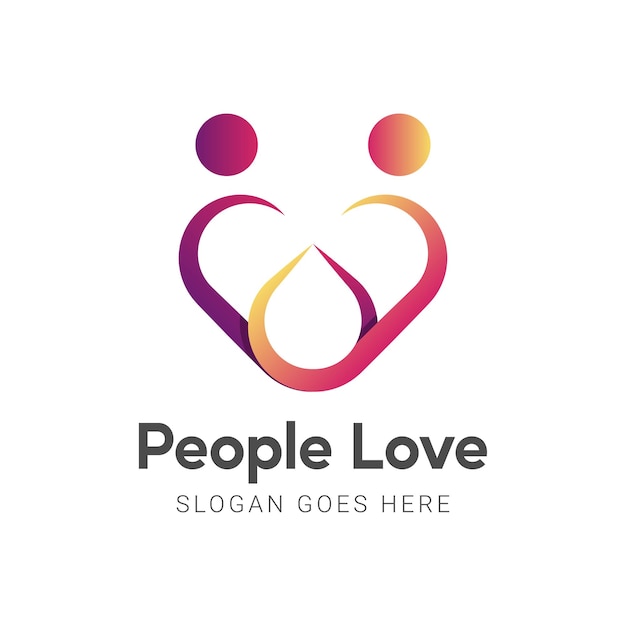 Vector people love logo design people heart logotype