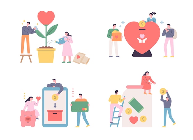 People making a donation concept illustration