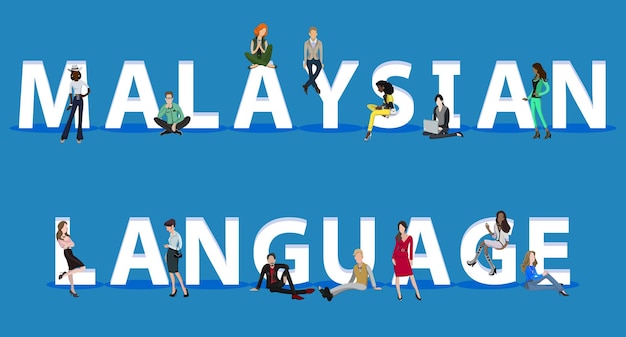 Vector people on malaysian language for web mobile app