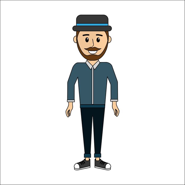 Vector people, man with casual cloth and hat avatar icon