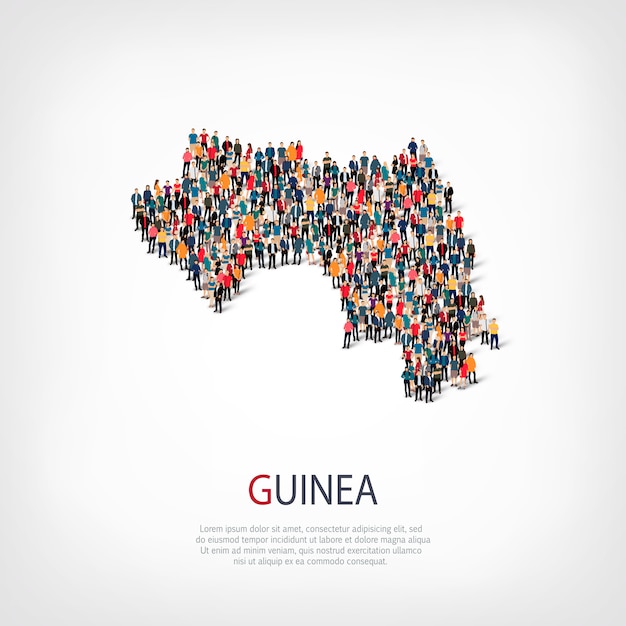 Persone sulla mappa del paese guinea