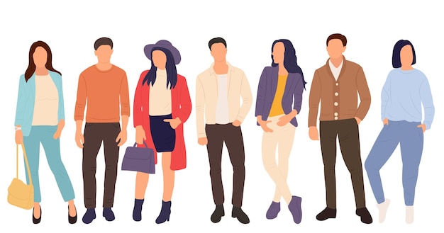 People men and women in flat style isolated vector