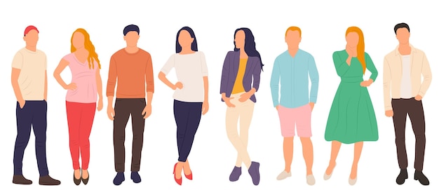 Vector people men and women on a white background in a flat style isolated vector