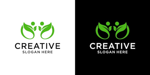 Vector people and nature leaf logo design vector