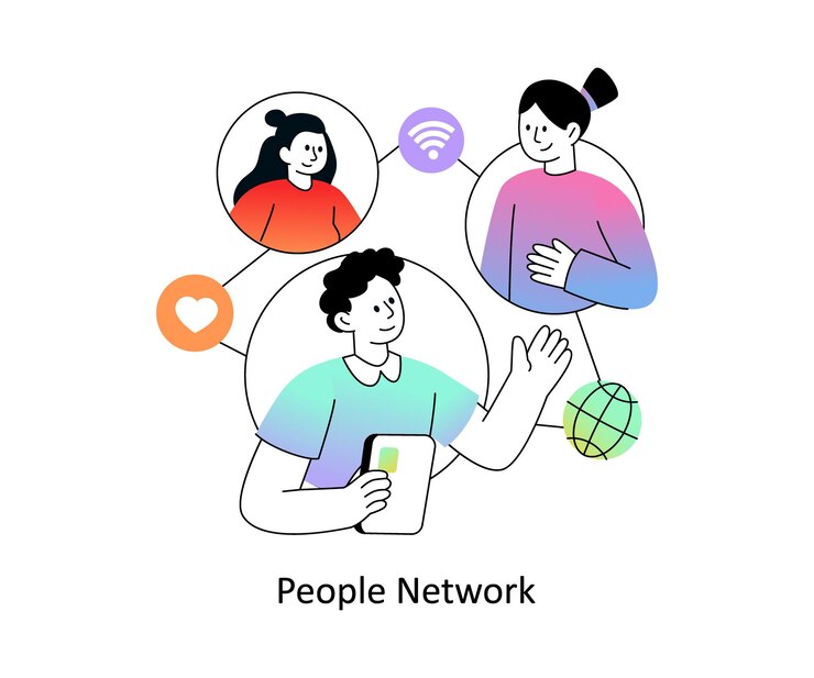 Vector 사람들 네트워크 그라디언트 플래트 스타일 디자인 터 일러스트레이션 스 일러스터레이션