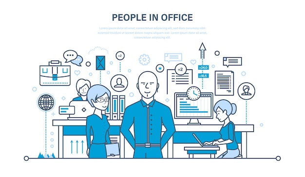 People in office teamwork partners colleague business people communications cooperation