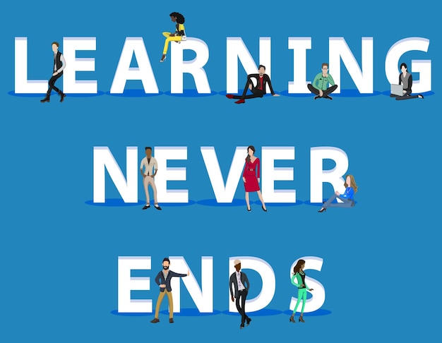 ベクトル people on learning never end for web モバイル アプリ