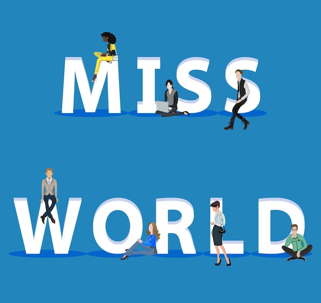 ベクトル miss world for web mobile app presentation に選ばれた人々