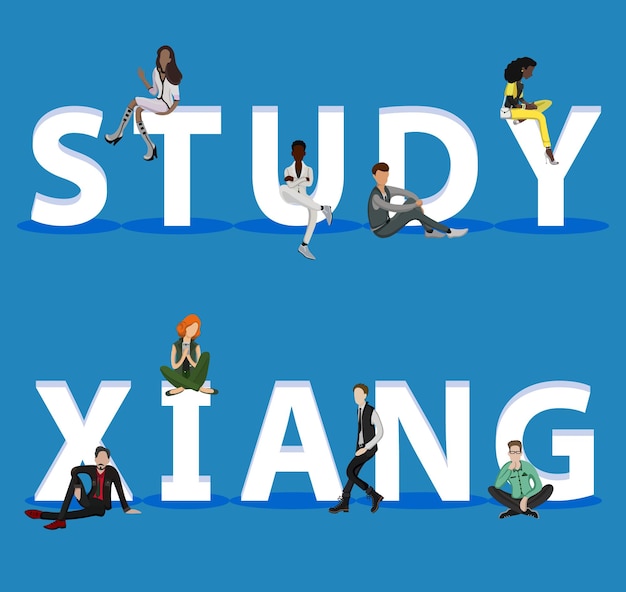 벡터 웹 모바일 앱 프레젠테이션을 위한 study xiang의 사람들