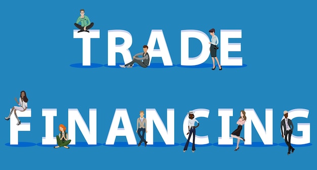 벡터 웹 모바일 앱 프레젠테이션을 위한 people on trade financing