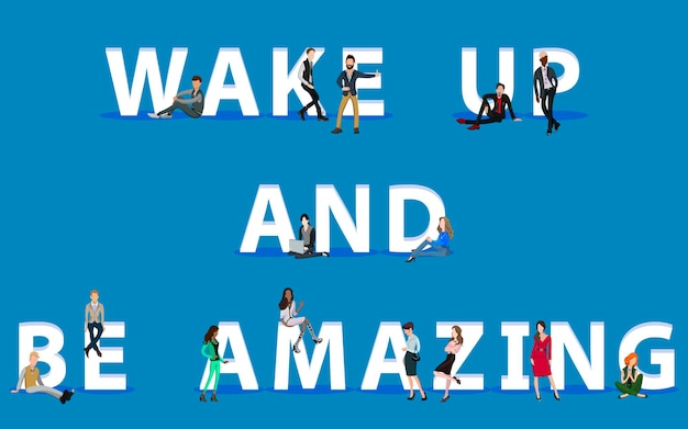 ベクトル people on wake up and be amazing for web mobile app