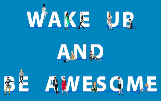 벡터 wake up and be awesome for web mobile app의 사람들