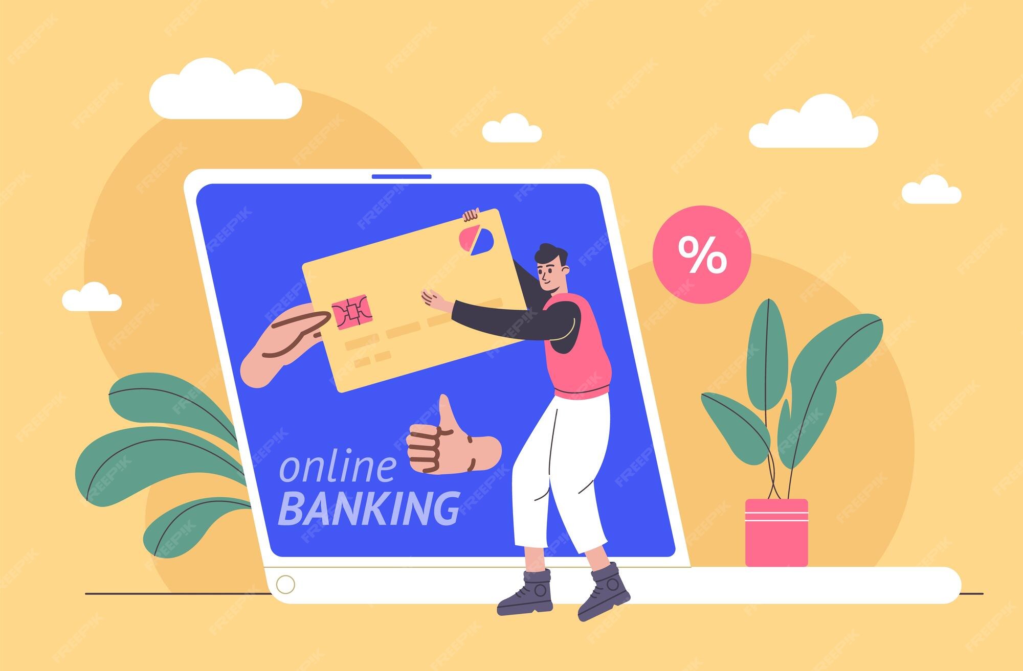 Premium Vector | People pay bills mobile banking app man uses online 