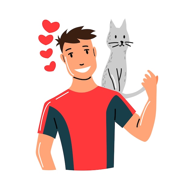 People and pet illustration