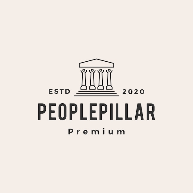 Vector people pillar hipster vintage logo  icon illustration