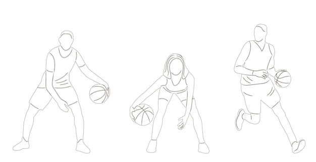 people playing basketball sketch on white background vector