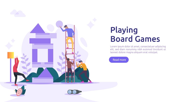 Vector people playing board or tabletop games together concept.