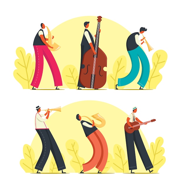 Persone che suonano jazz illustrazione