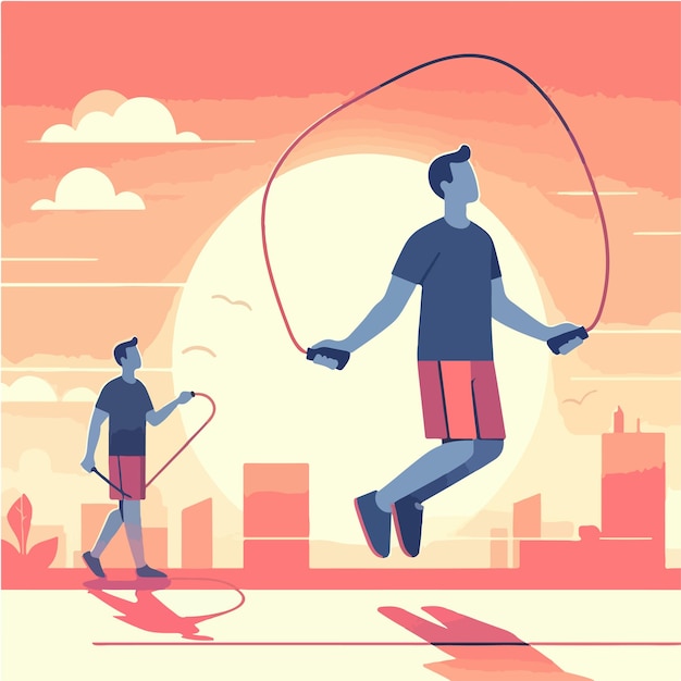 people playing jump rope vector illustration