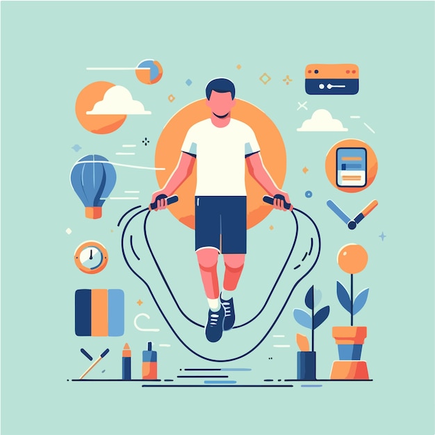 people playing jump rope vector illustration