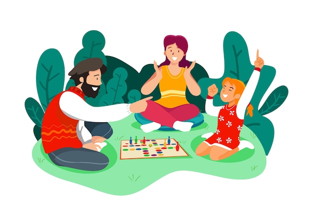 Vector people playing ludo game