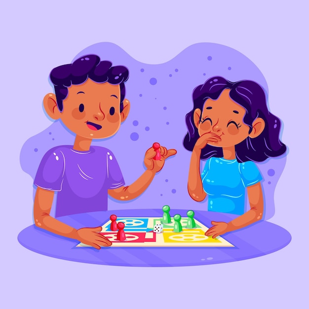 Vector people playing ludo game