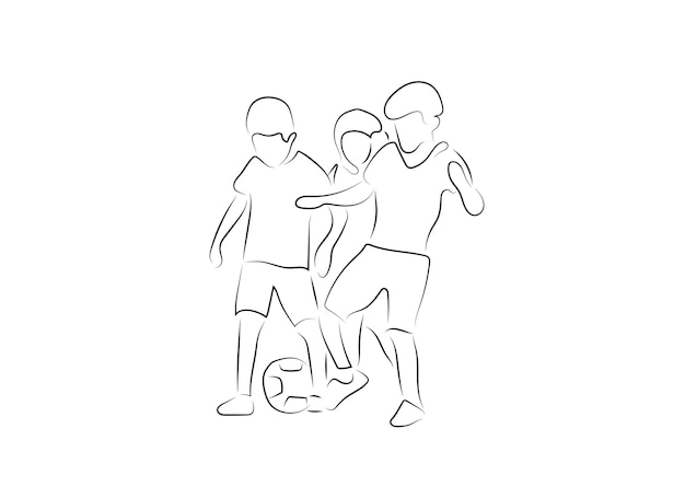 People playing soccer line art illustration