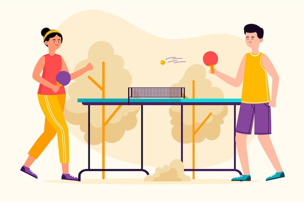 Vector people playing table tennis