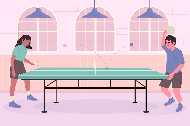 Vettore persone che giocano a ping pong