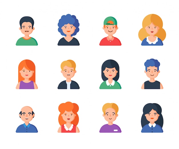 Vector people portrait set of avatar illustration