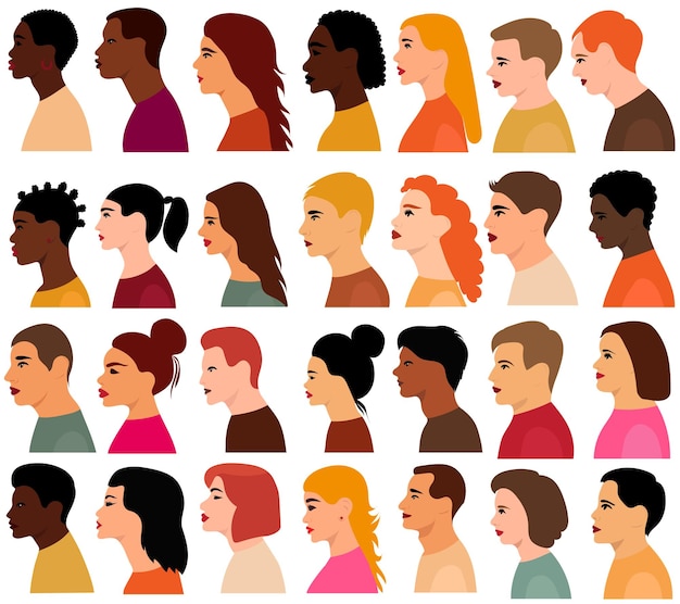 People portrait set flat design isolated vector