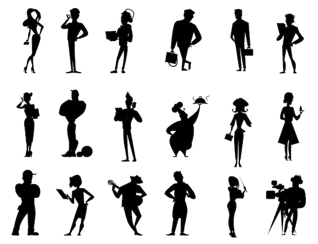 People professions portraits isolated Vectors Silhouettes