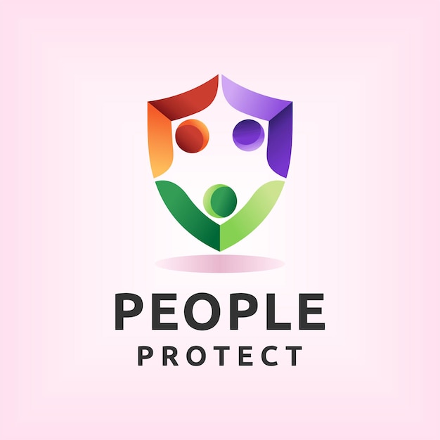 people protect logo with shield concept