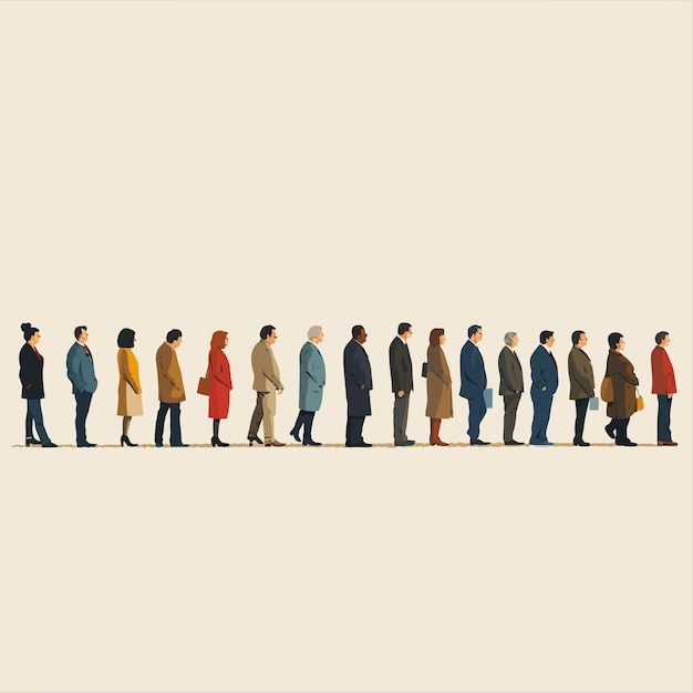 Vector people_queueing_up_in_a_long_queue_linevector