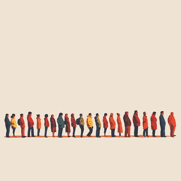 Vector people_queuing_up_in_a_long_queue_linevector