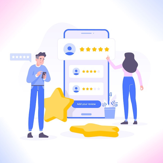 People rating with five stars on mobile app