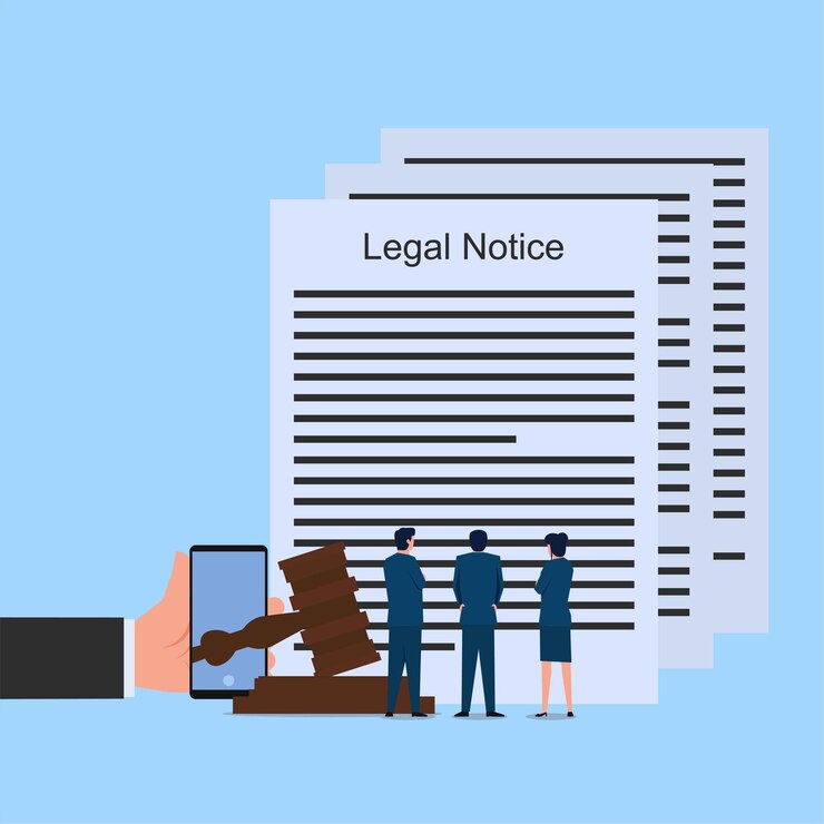 Vector people read about legal notice and law. 