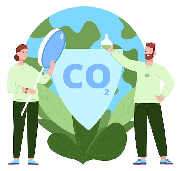 Vector people reduce co2 saving planet eco scientists